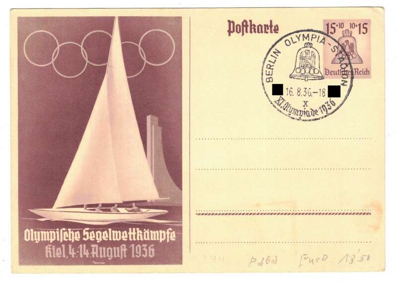 Ganzsache Olympische Segelwettkämpfe Kiel 1936 Postkarte P262  B6 