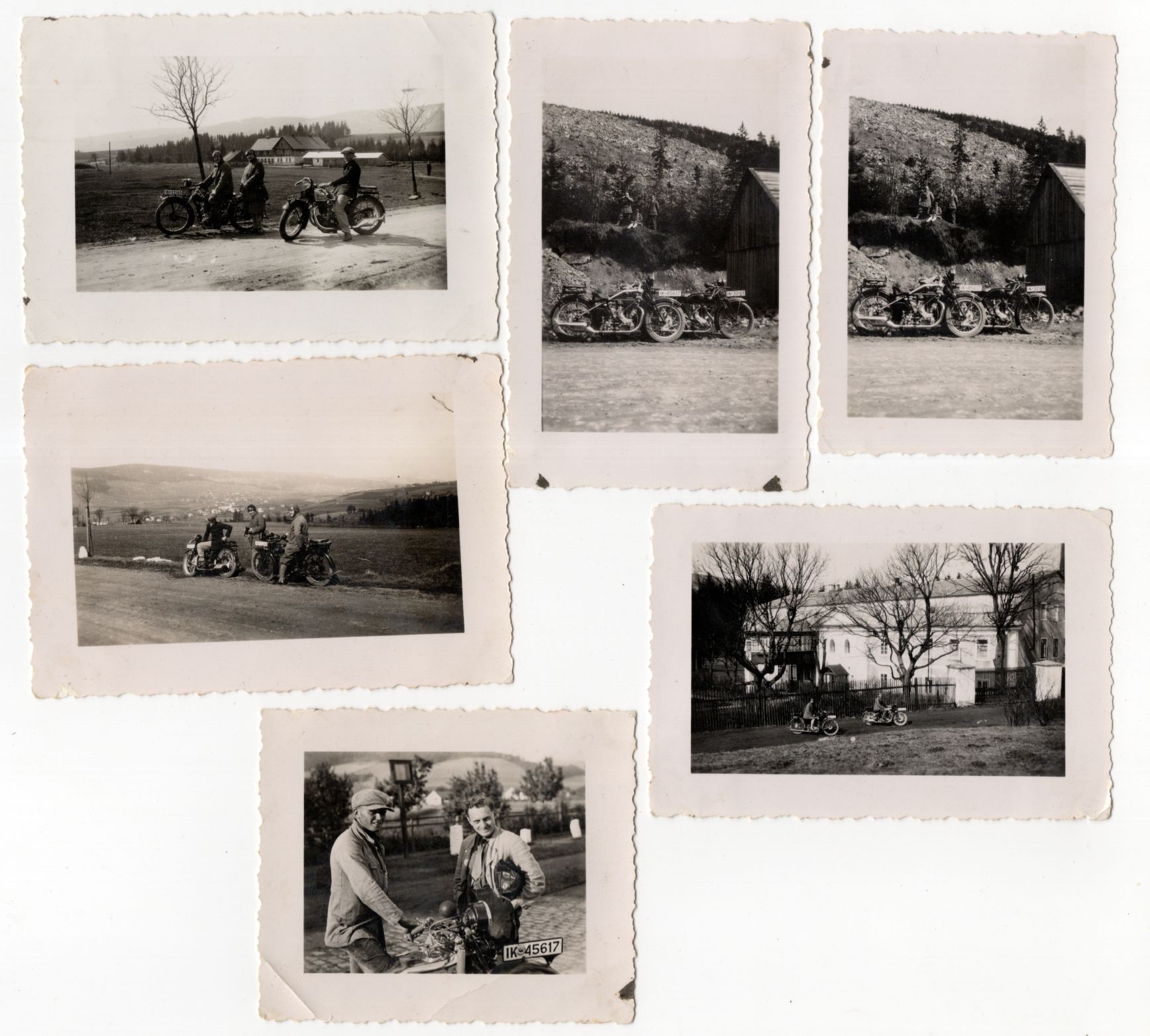 Foto Lot Motorräder Oldtimer um 1930 Ausflug 