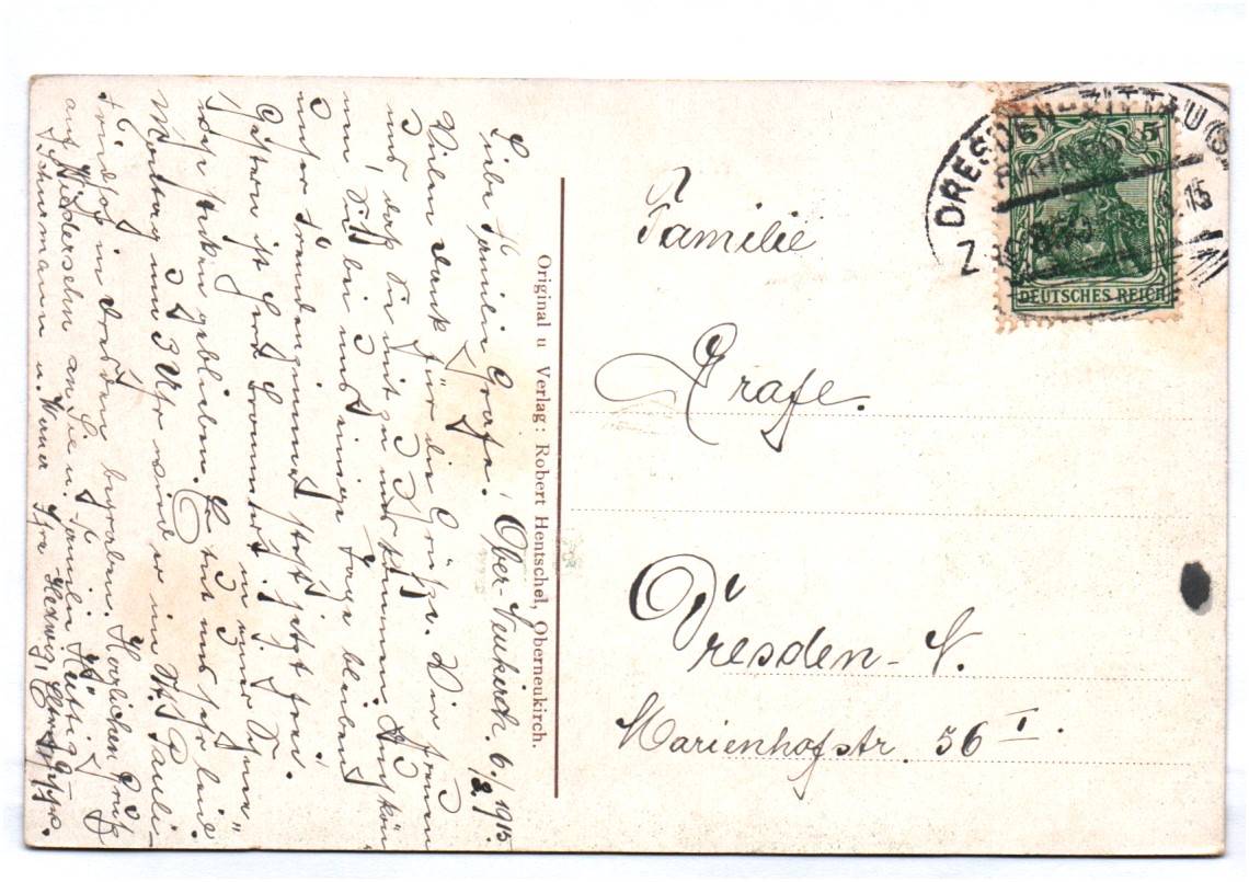 Ak Neukirch Waldschlößchen an Schramms Bierkeller Oberneukirch 1915 Bahnpost Ak Neukirch Waldschlößchen an Schramms Bierkeller Oberneukirch 1915 Bahnpost