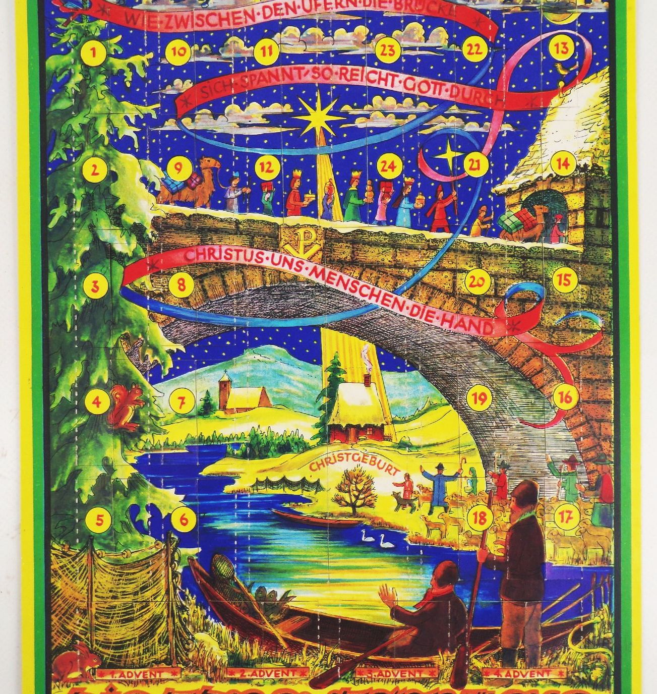 Alter Adventskalender Helmut Ruldoph Freiberg Die Adventsbrücke 1971