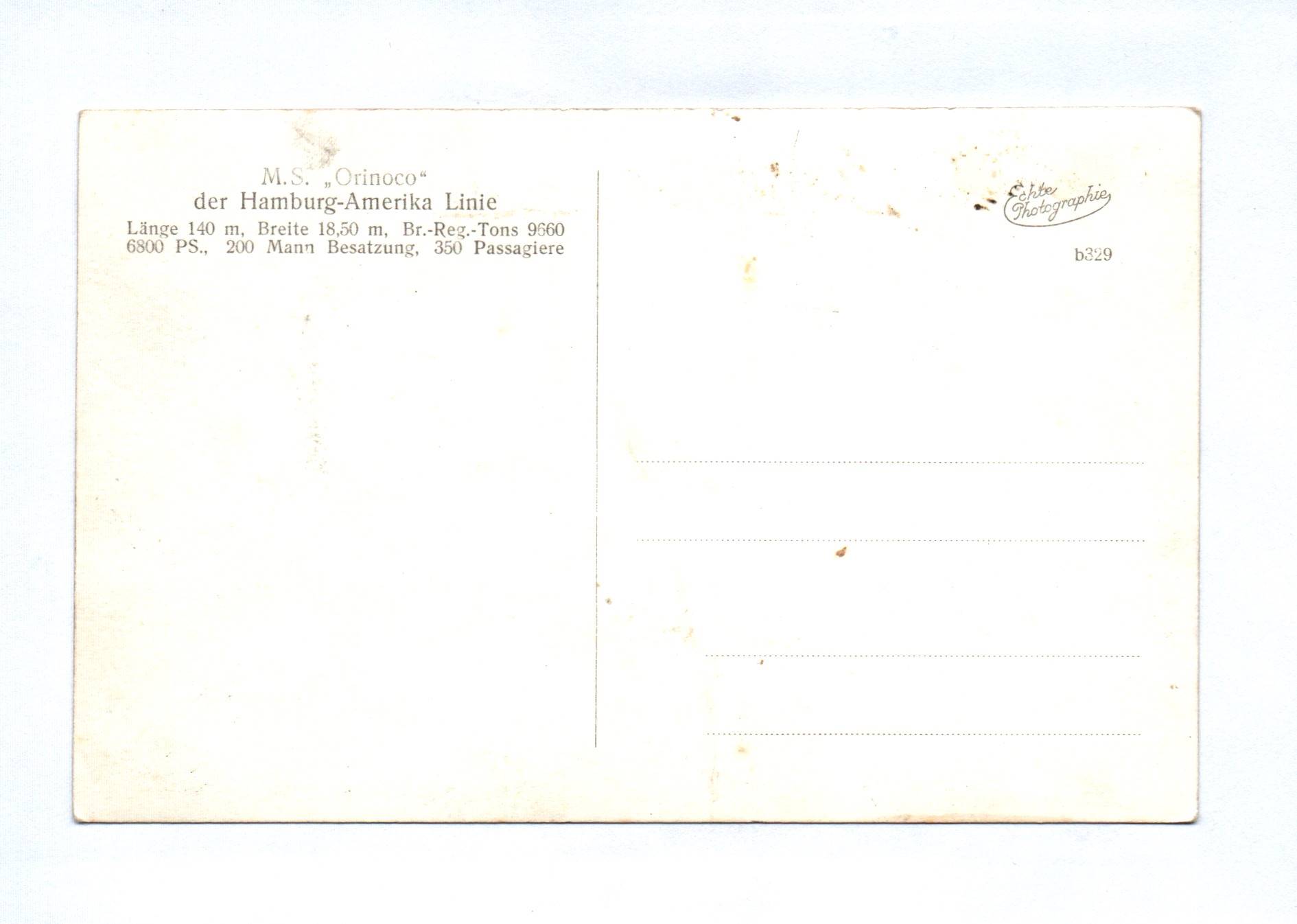 5x Foto Ak MS Orinoco der Hamburg Amerika Linie 5x Foto Ak MS Orinoco der Hamburg Amerika Linie