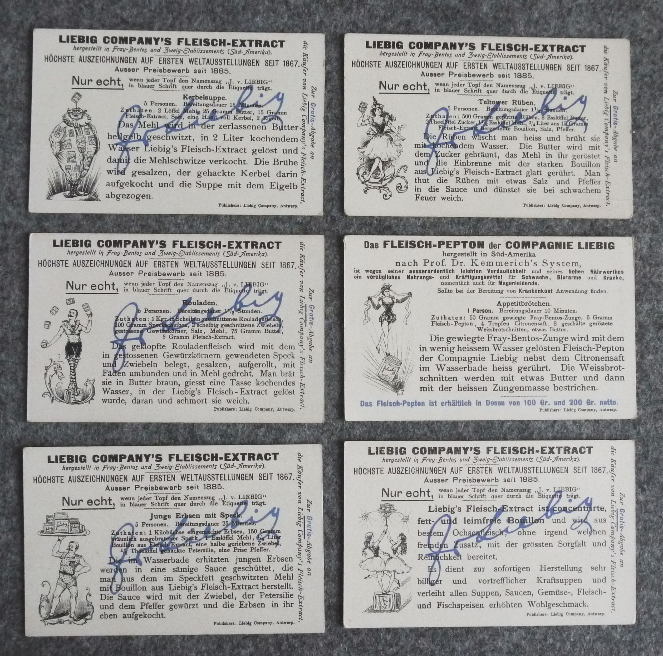 6 Stück Liebig Sammelbilder Was der Wald den Kindern schenkt