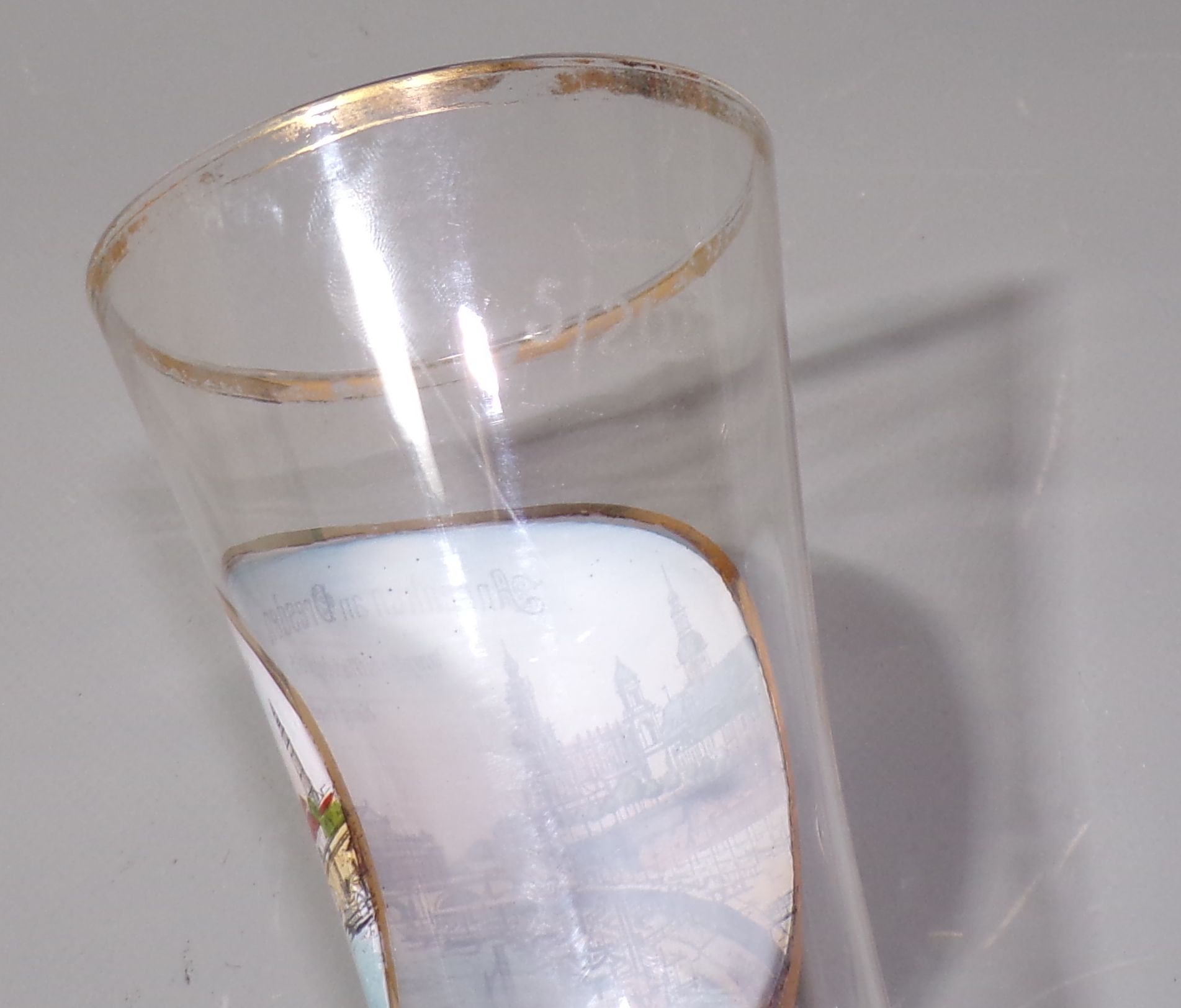 Altes Glas Andenken an Dresden Dampfschifflandeplatz um 1910