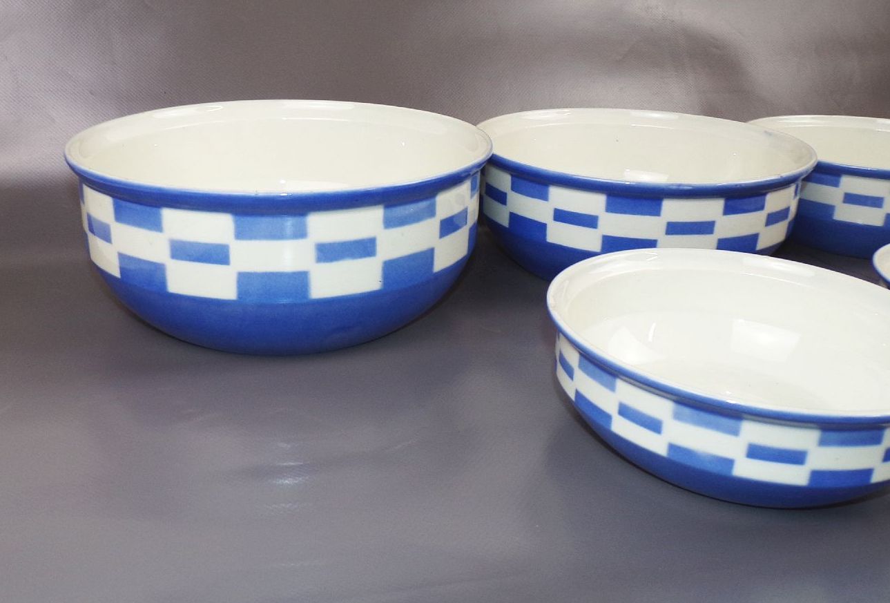 Altes Schüssel Spritzdekor Set 5 Keramik Schalen Küche Vintage 