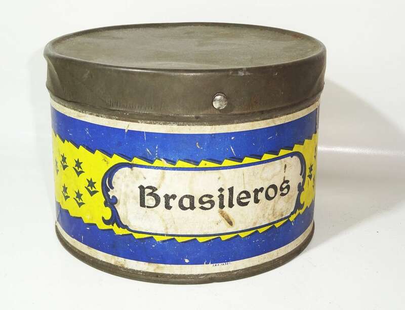 Alte Tabak Dose Brasileros Laden Kolonialwaren Behälter Blechdose 1930er Deko