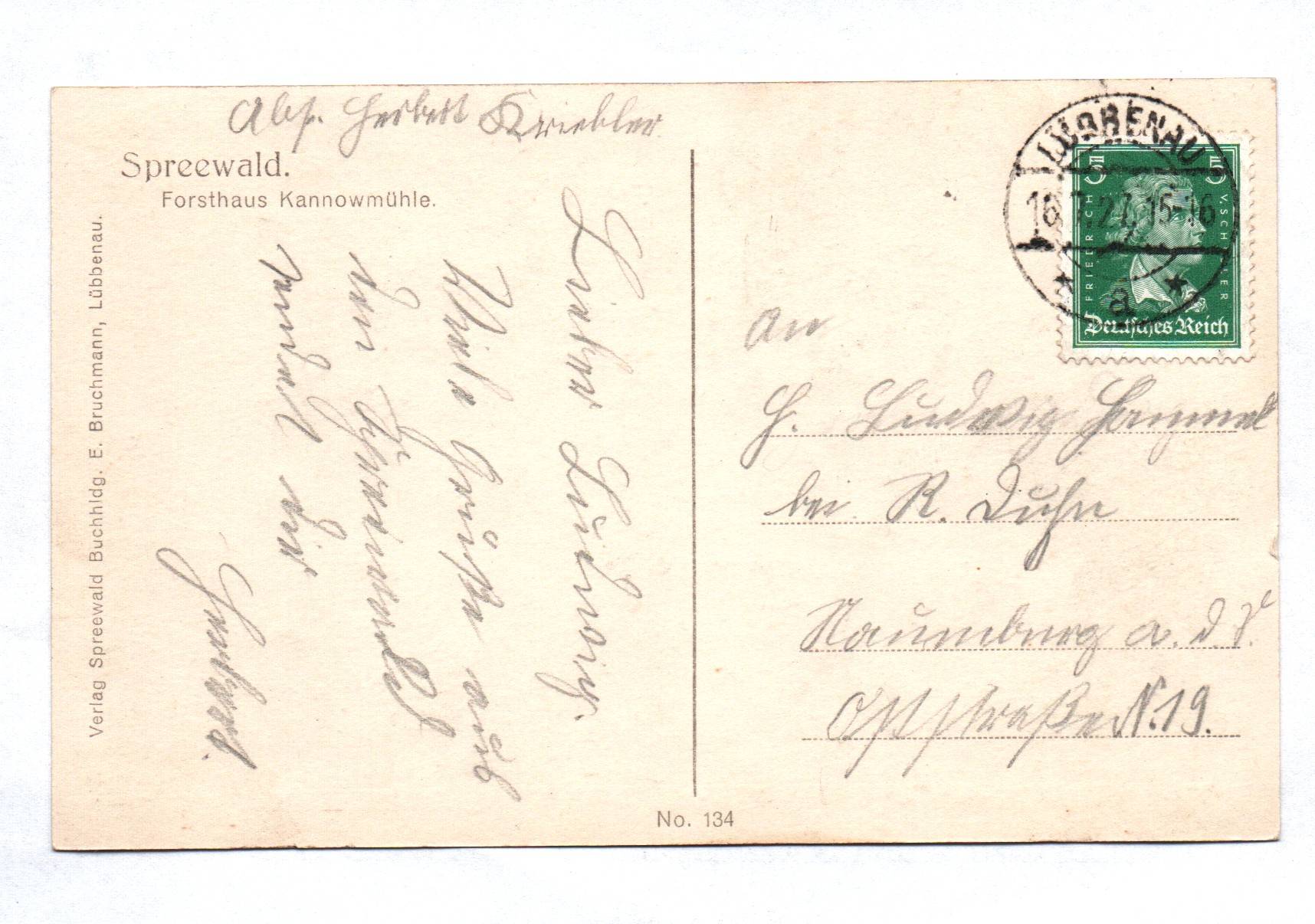 Foto Ak Spreewald Forsthaus Kannowmühle 1927 NR10009