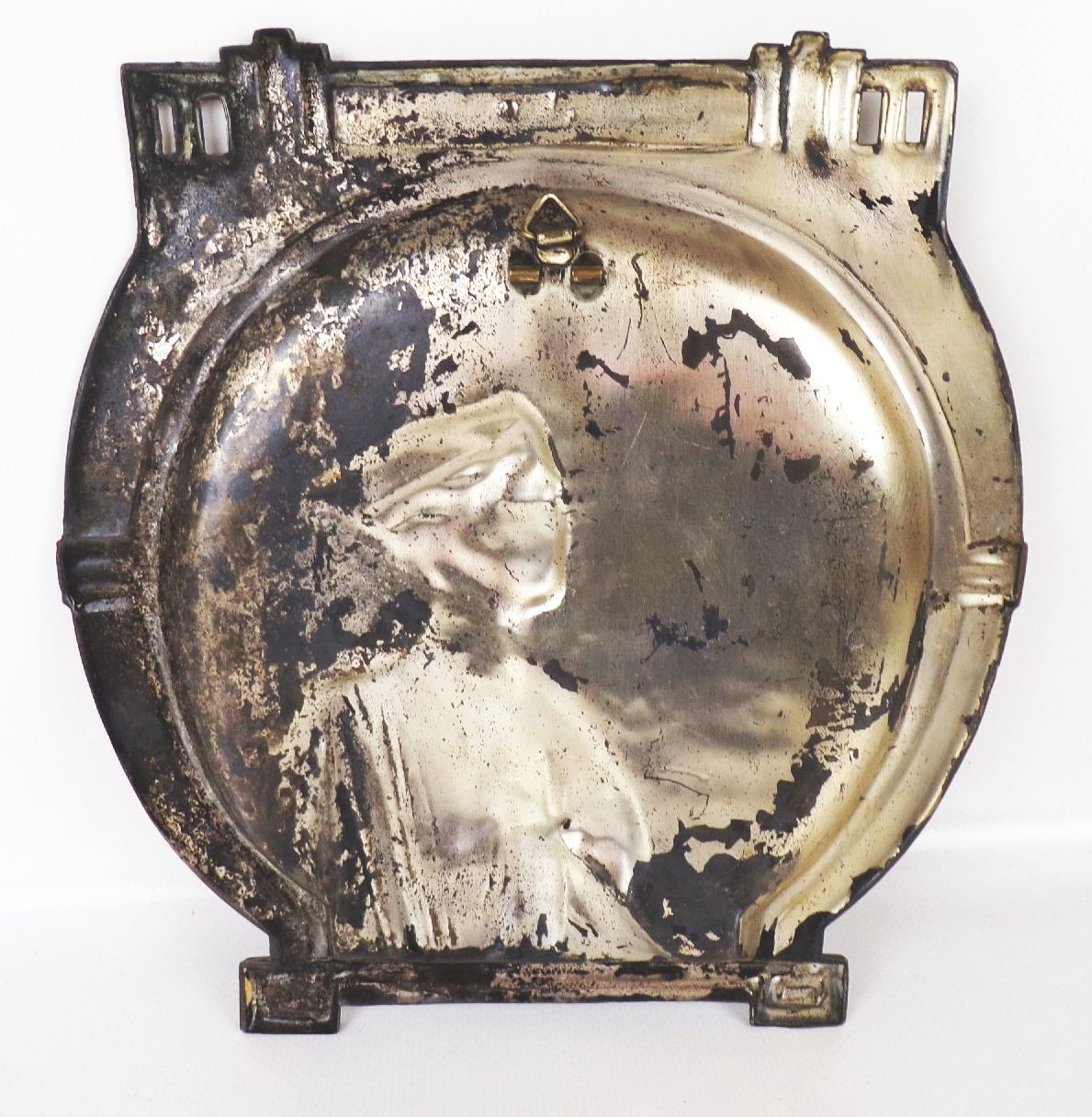 Jugendstil Wandbild Damen Portrait Metall um 1900 Jugendstil Wandbild Damen Portrait Metall um 1900