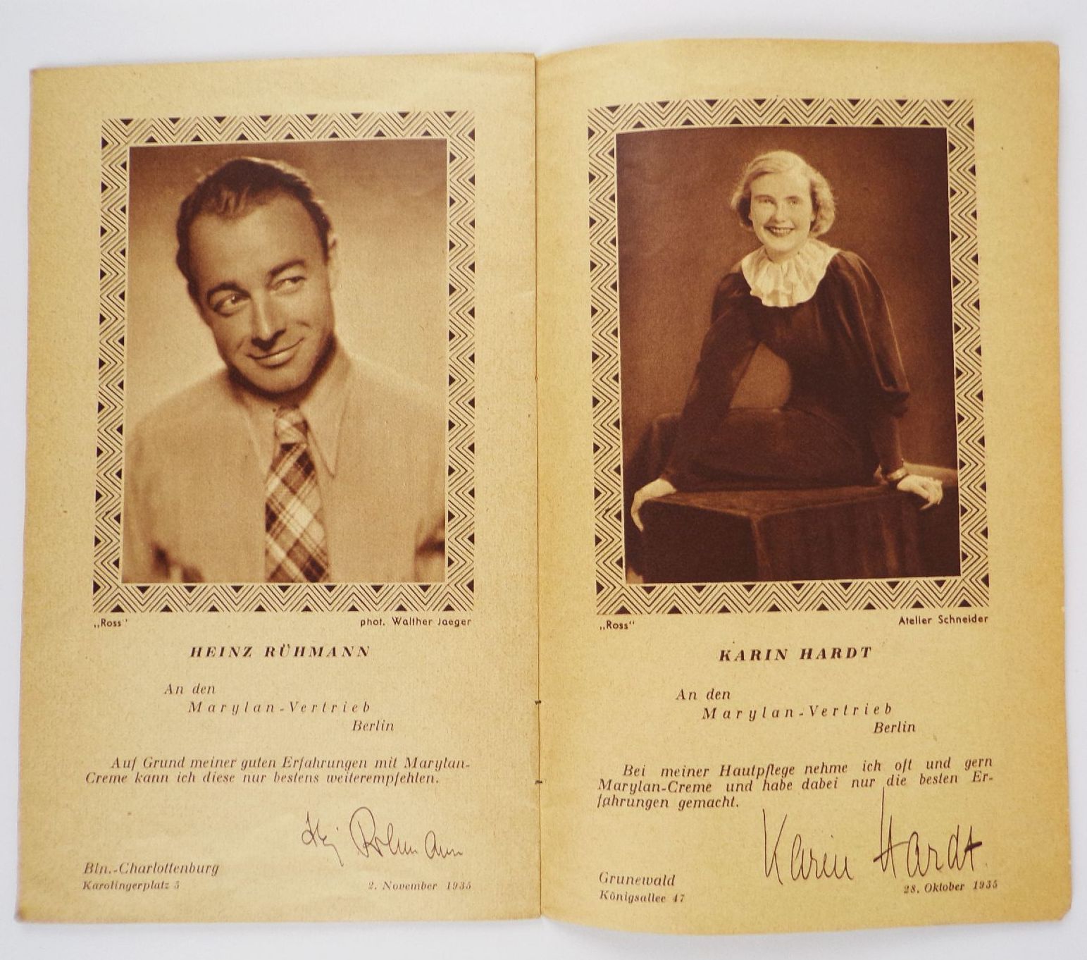 Filmsterne über Marylan Creme Berlin 1932 Reklame Drogerie Sammler Filmsterne über Marylan Creme Berlin 1932 Reklame Drogerie Sammler