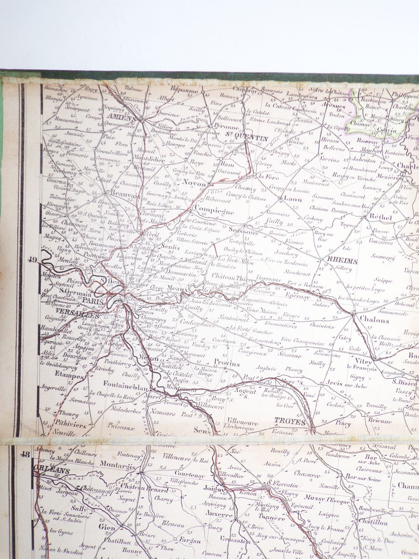 Reisekarte von Deutschland Leinen Landkarte um 1880 Grenzen koloriert Reisekarte von Deutschland Leinen Landkarte um 1880 Grenzen koloriert