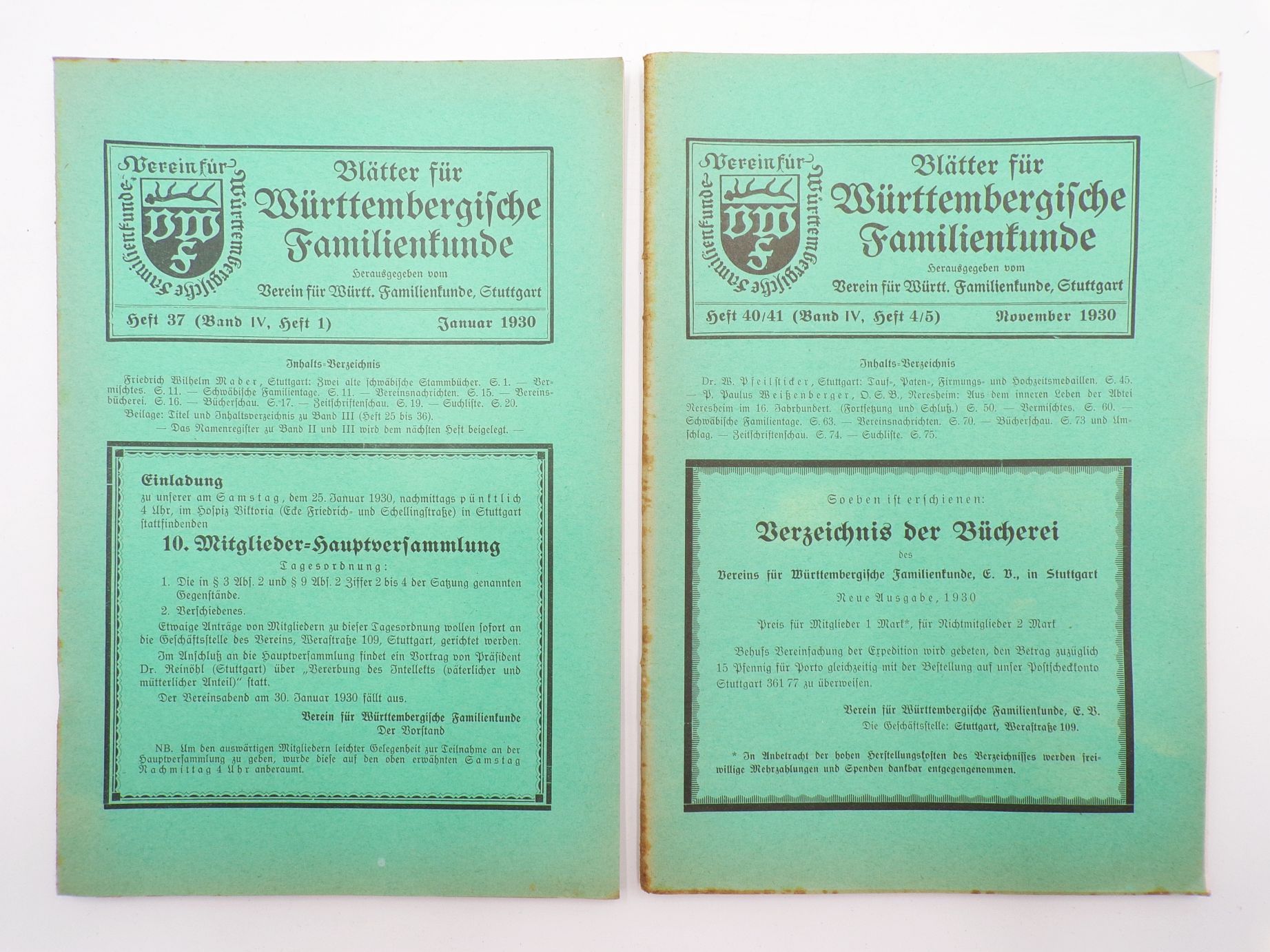Blätter für Württembergische Familienkunde 1930 