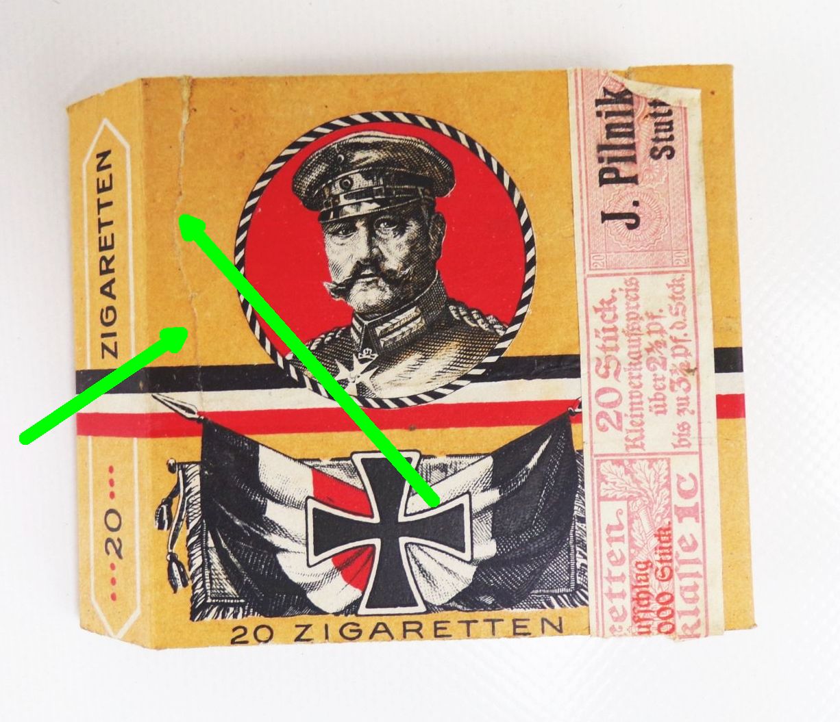 Alte Hindenburg Zigaretten Dose 1 Wk WW1 Zigarettenschachtel 