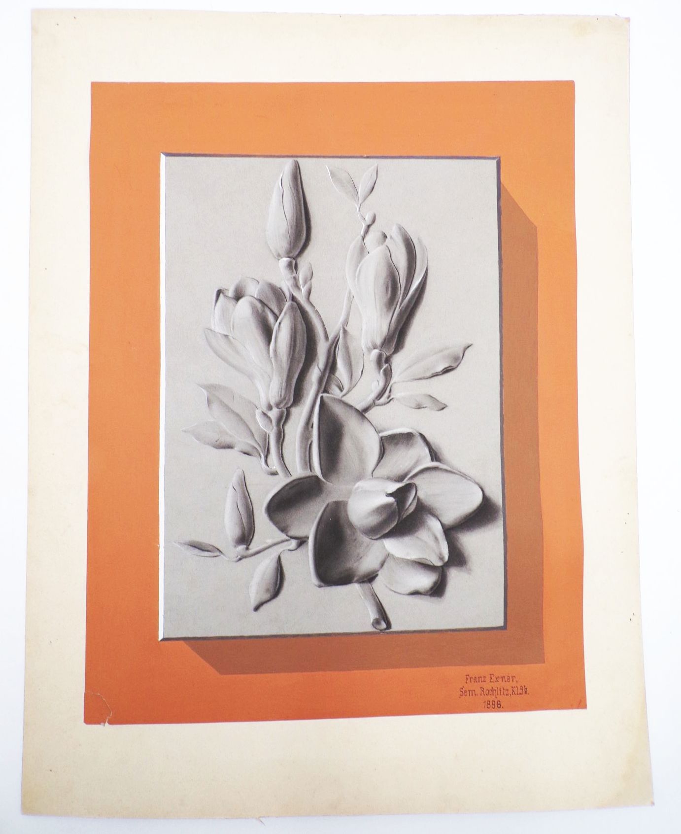 Alte Zeichnung Blumen Ornamentik 1898 Exner Rochlitz Dekorativ