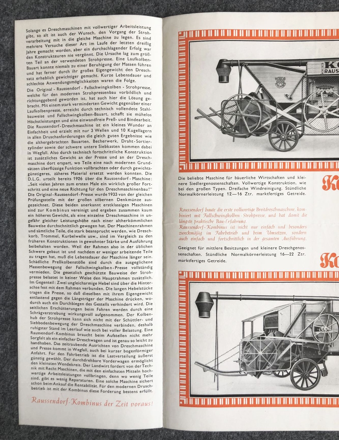 Hermann Raussendorf Singwitz Bautzen alter Prospekt Landmaschinen Kombinus