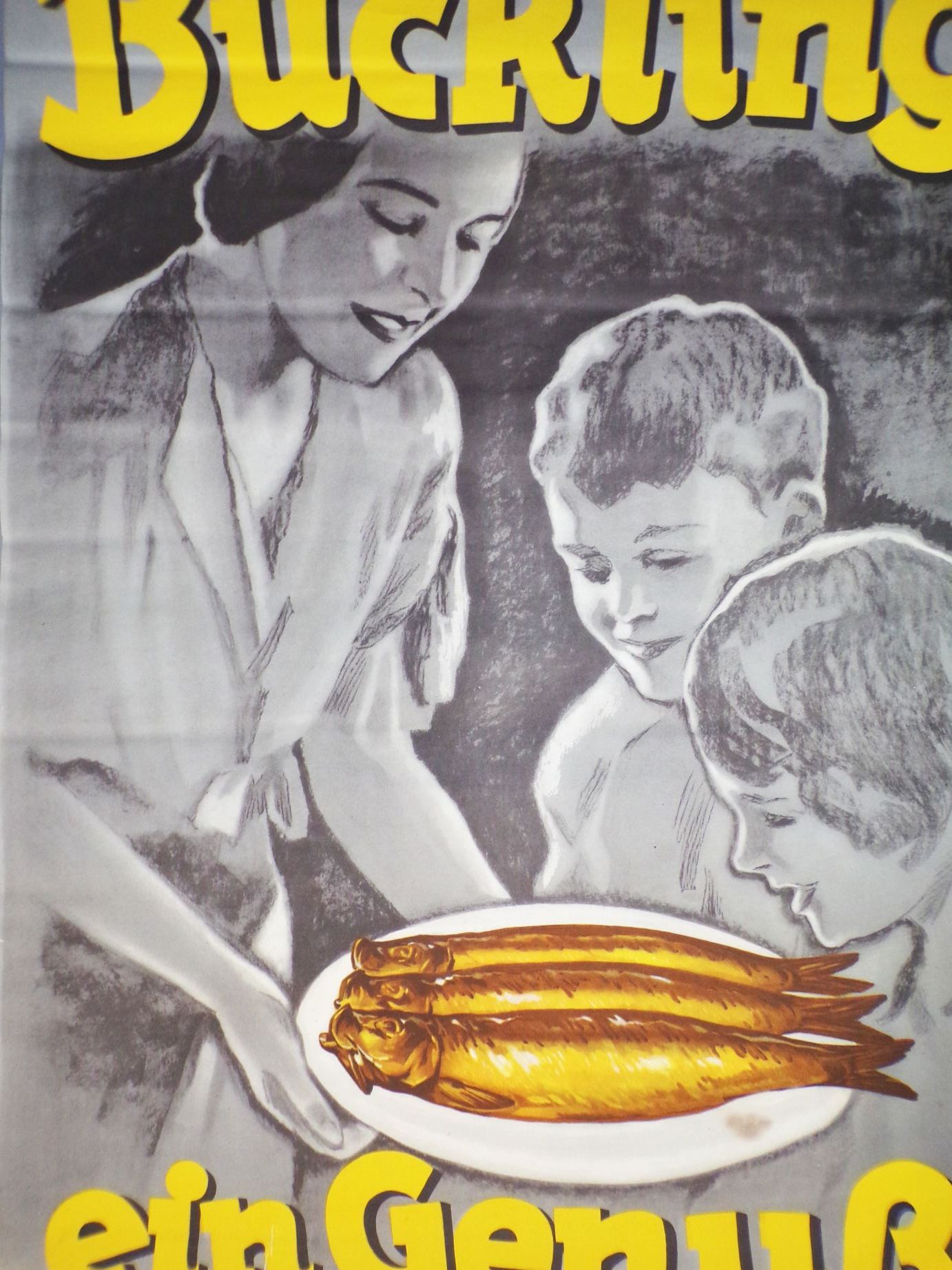 Altes Plakat Bückling ein Genuss Fisch um 1930 Lebensmittel 