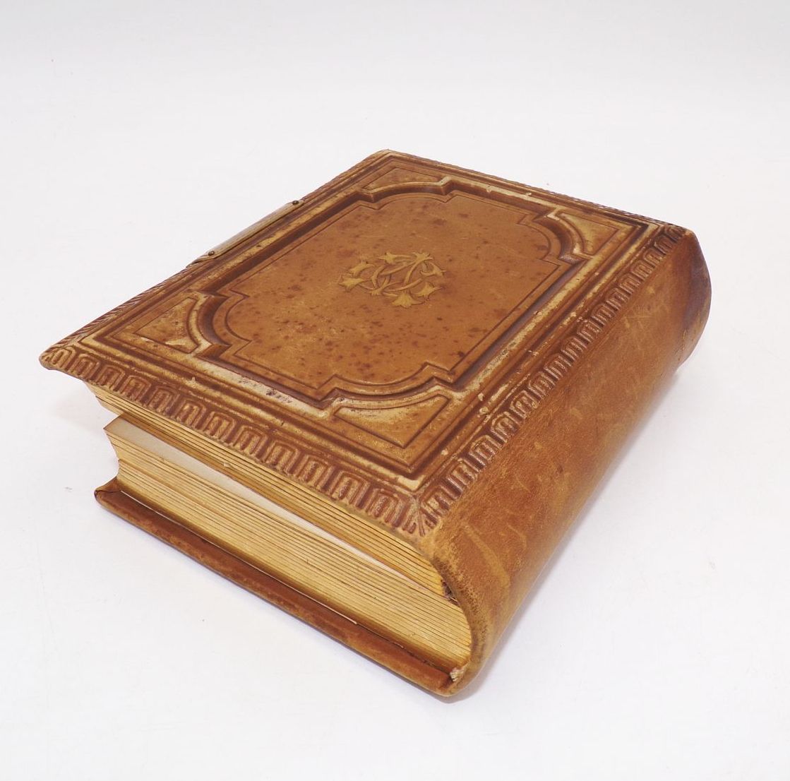 Fotoalbum um 1880 Ledereinband Messing Verschluss Leer Fotoalbum um 1880 Ledereinband Messing Verschluss Leer