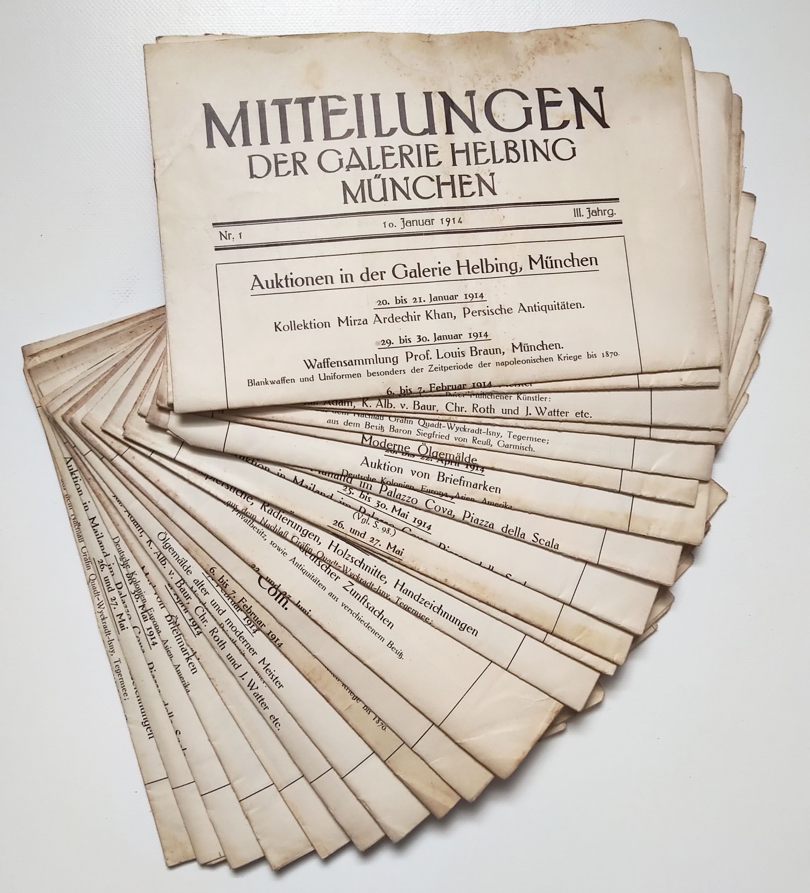 Alte Zeitungen 3 Jahrgang 1914 Mitteilungen der Galerie Helbing München