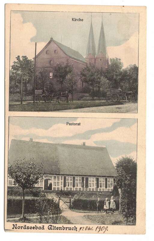 Kolorierte Ak Nordseebad Altenbruch 1909 Pastorat Kirche