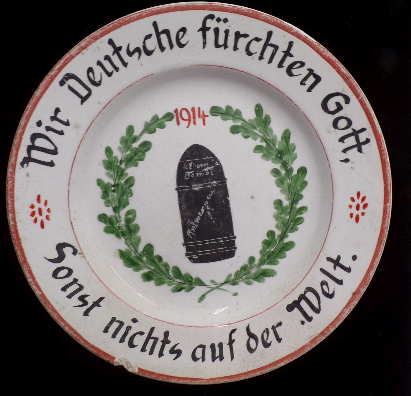 Alter Andenkenteller Antwerpen 1914 Wir Deutsche fürchten Gott 1 Wk
