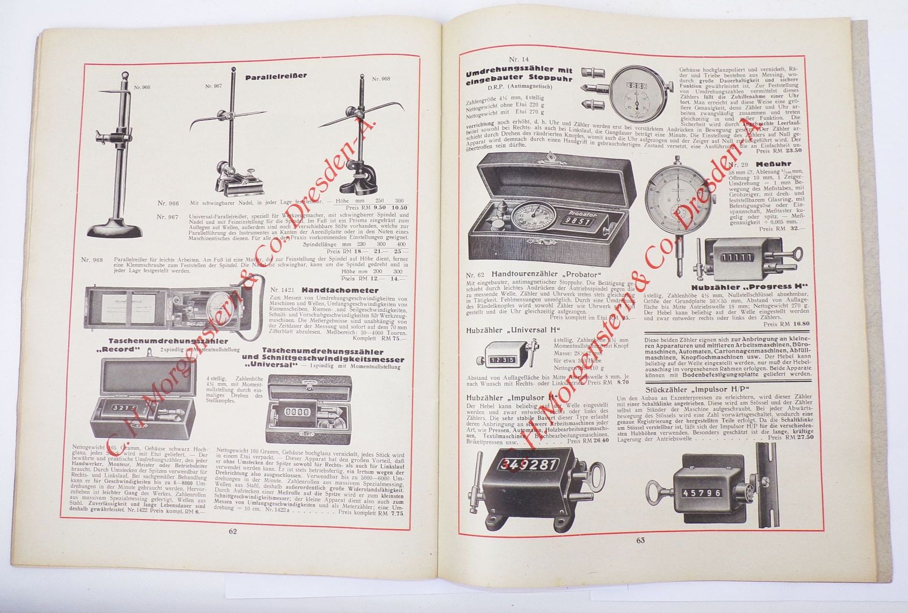 Katalog Morgenstern Dresden Schrauben Metalle Werkzeuge Maschinen 1930er 
