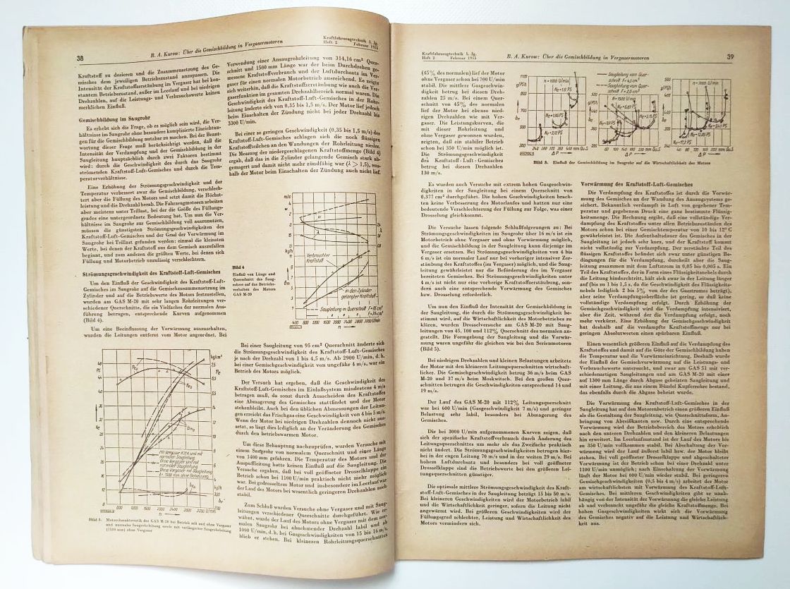 Kraftfahrzeug Technik Zeitschrift DDR Gemischbildung Vergasermotoren 1955 Nr 2