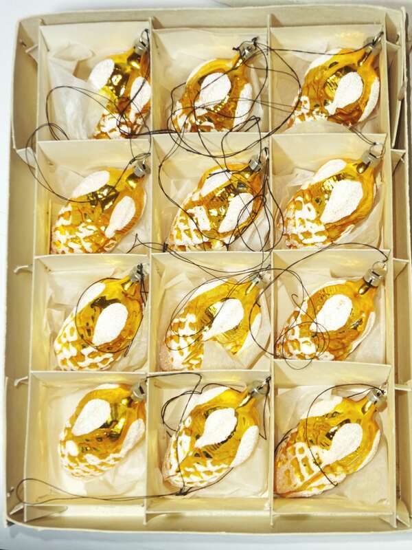 12 Zapfen Gold Christbaumschmuck CBS Weihnachtsschmuck Glas 