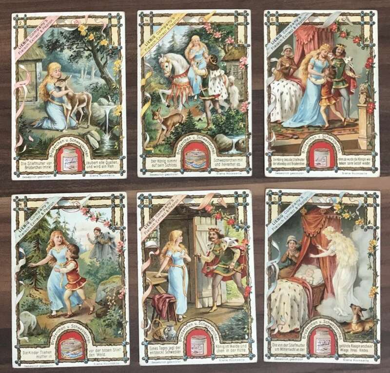 Liebig Serie Nr 423 Sammelbilder Brüderchen und Schwesterchen 6 Stück Liebigbilder