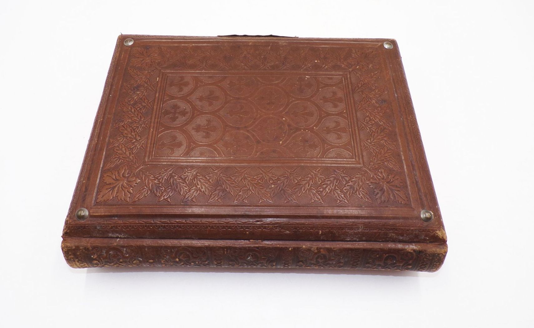 Altes Fotoalbum mit CDV Fotos und Kabinettfotos um 1900 Ledereinband