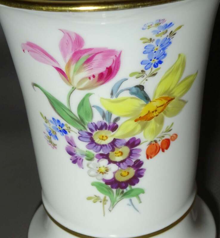 Meissen Vase Blumen Dekor Goldrand 1 Wahl Trichtervase 