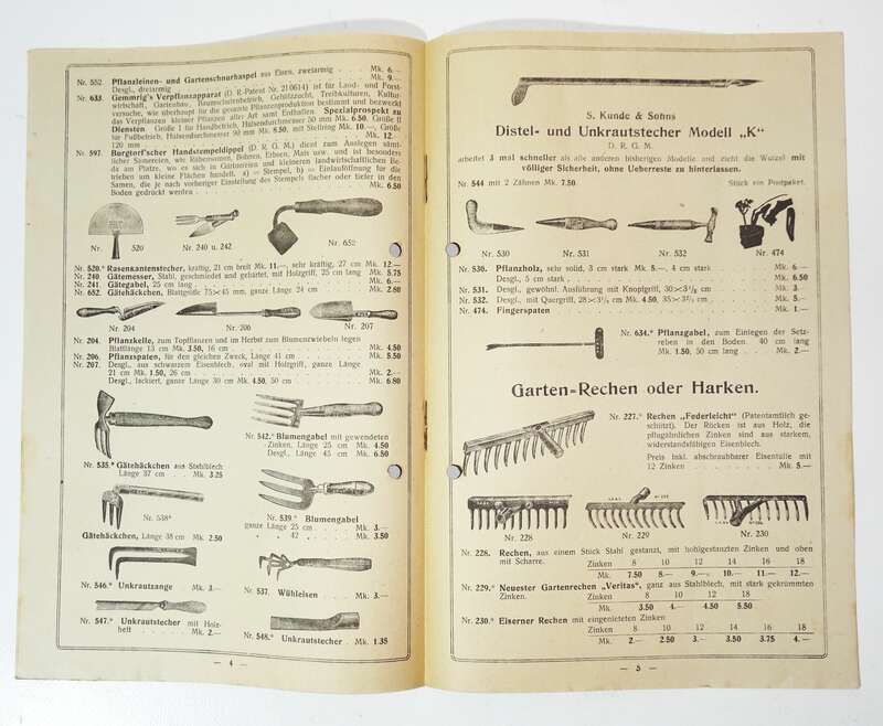 Kunde und Sohn Dresden 3 Preislisten Katalog Gartengeräte Messer 1919 1920