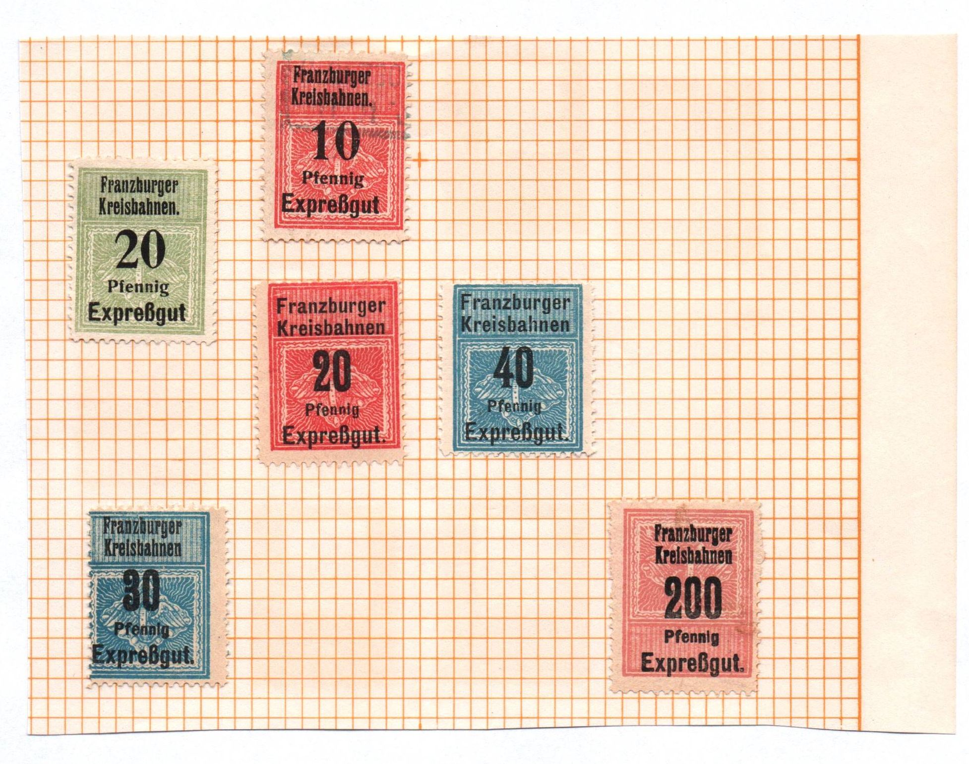 Lot alte Frachtbrief Marken Franzburger Kreisbahnen Expreßgut Schmalspur Lot alte Frachtbrief Marken Franzburger Kreisbahnen Expreßgut Schmalspur