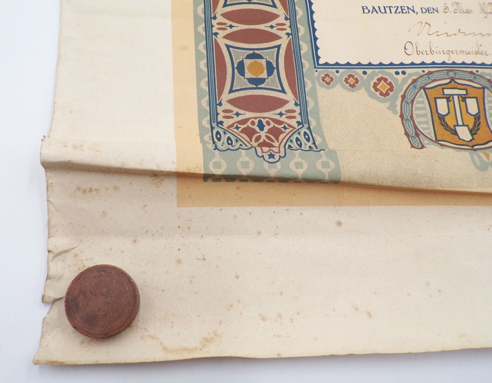 Urkunde Waggonbau Busch Bautzen 1924 Urkunde Waggonbau Busch Bautzen 1924