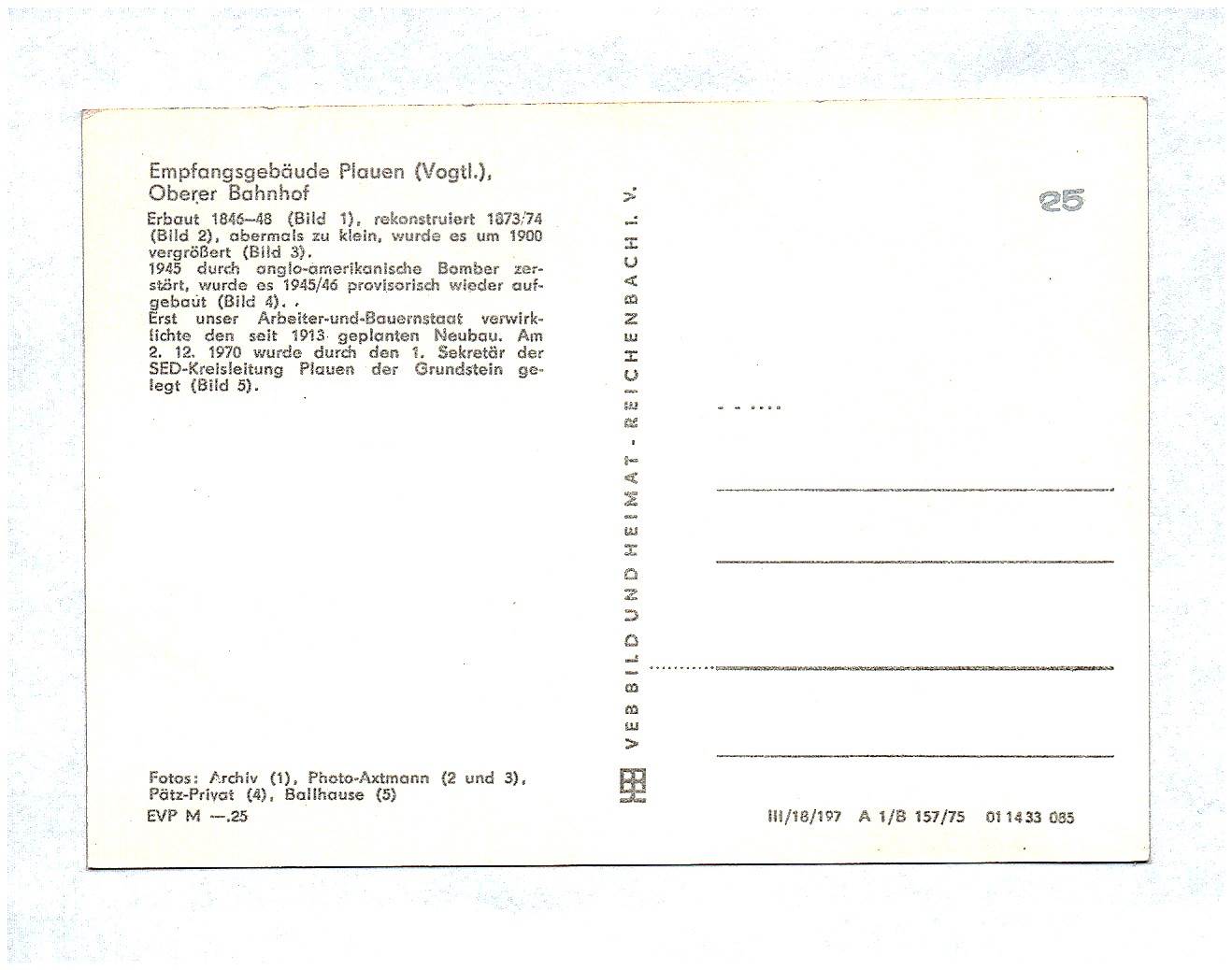 Ak Plauen Vogtland Oberer Bahnhof Empfangsgebäude Plauen DDR