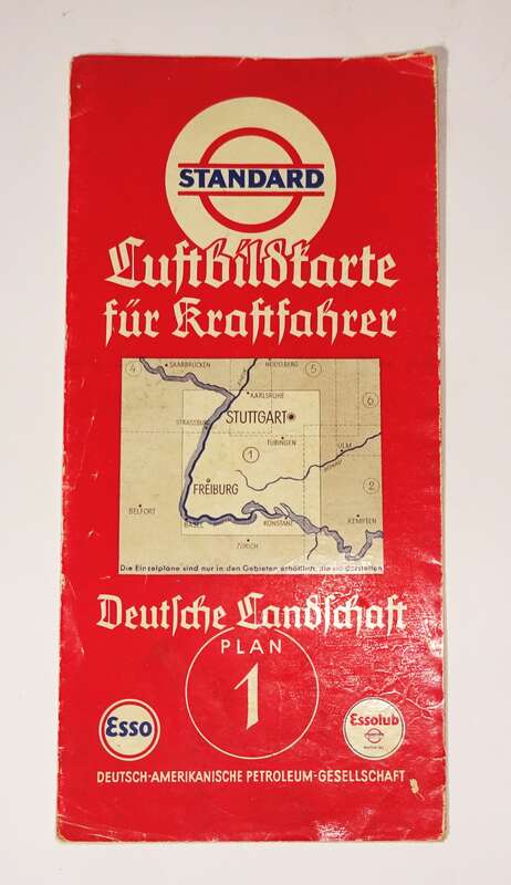 Standard Luftbildkarte Esso Plan 1 Stuttgart Freiburg 1930er 