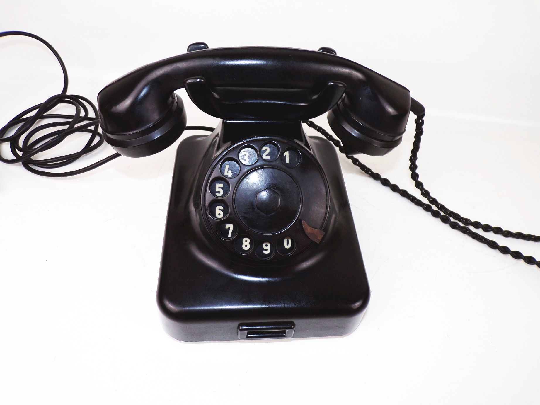 Nordfern W38 Telefon Schwarz Bakelit mit Wählscheibe true vintage