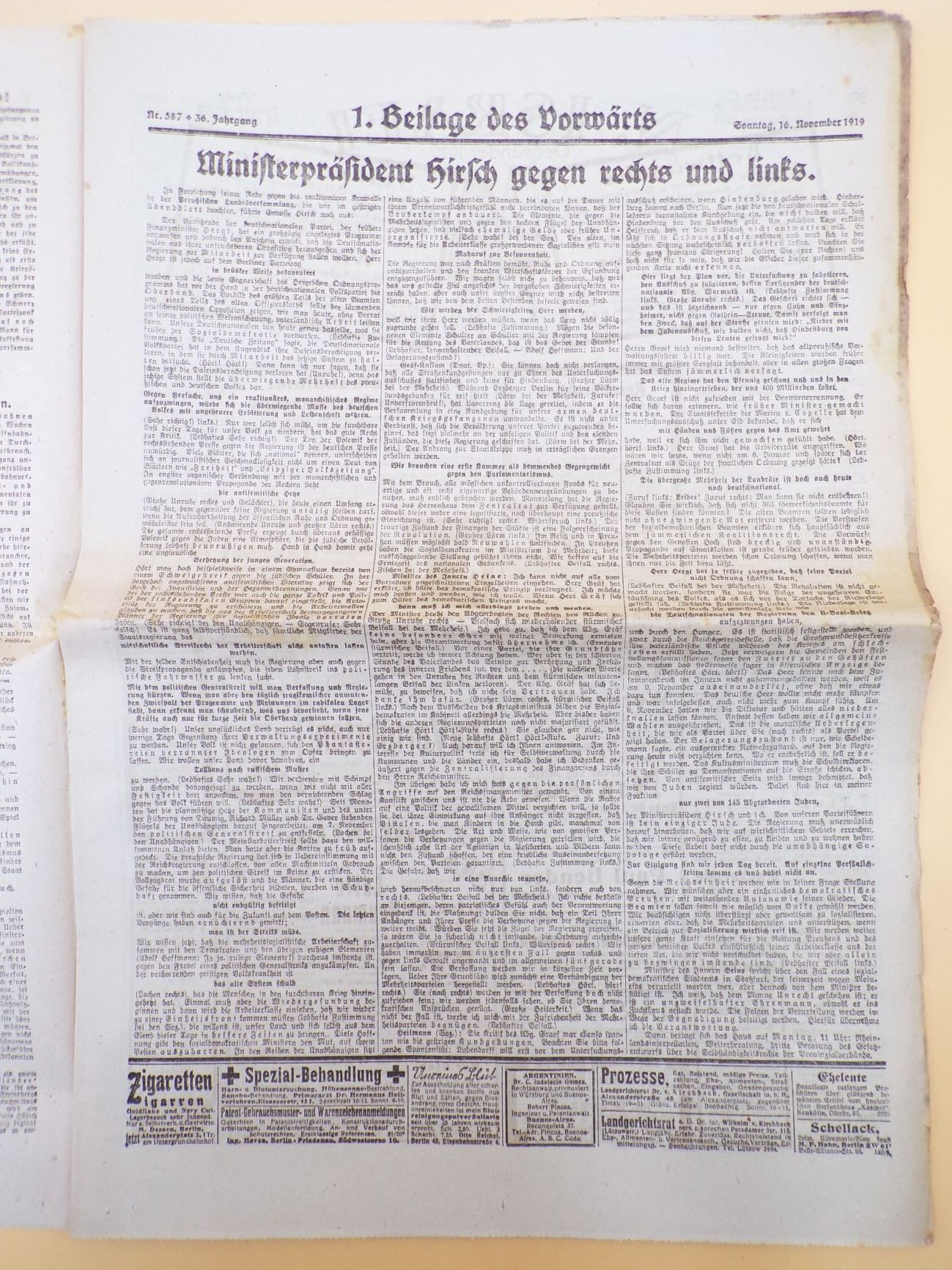Vorwärts Berliner Volksblatt Zentralorgan der sozialdemokratischen Partei 1919 Vorwärts Berliner Volksblatt Zentralorgan der sozialdemokratischen Partei 1919