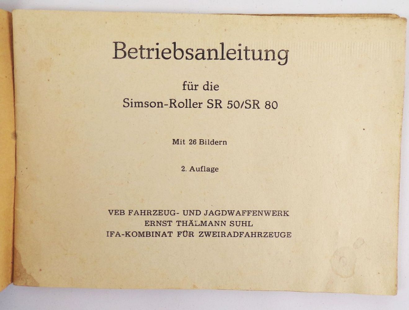 Betriebsanleitung Simson SR50 SR80 ifa Mobile DDR 1985 original
