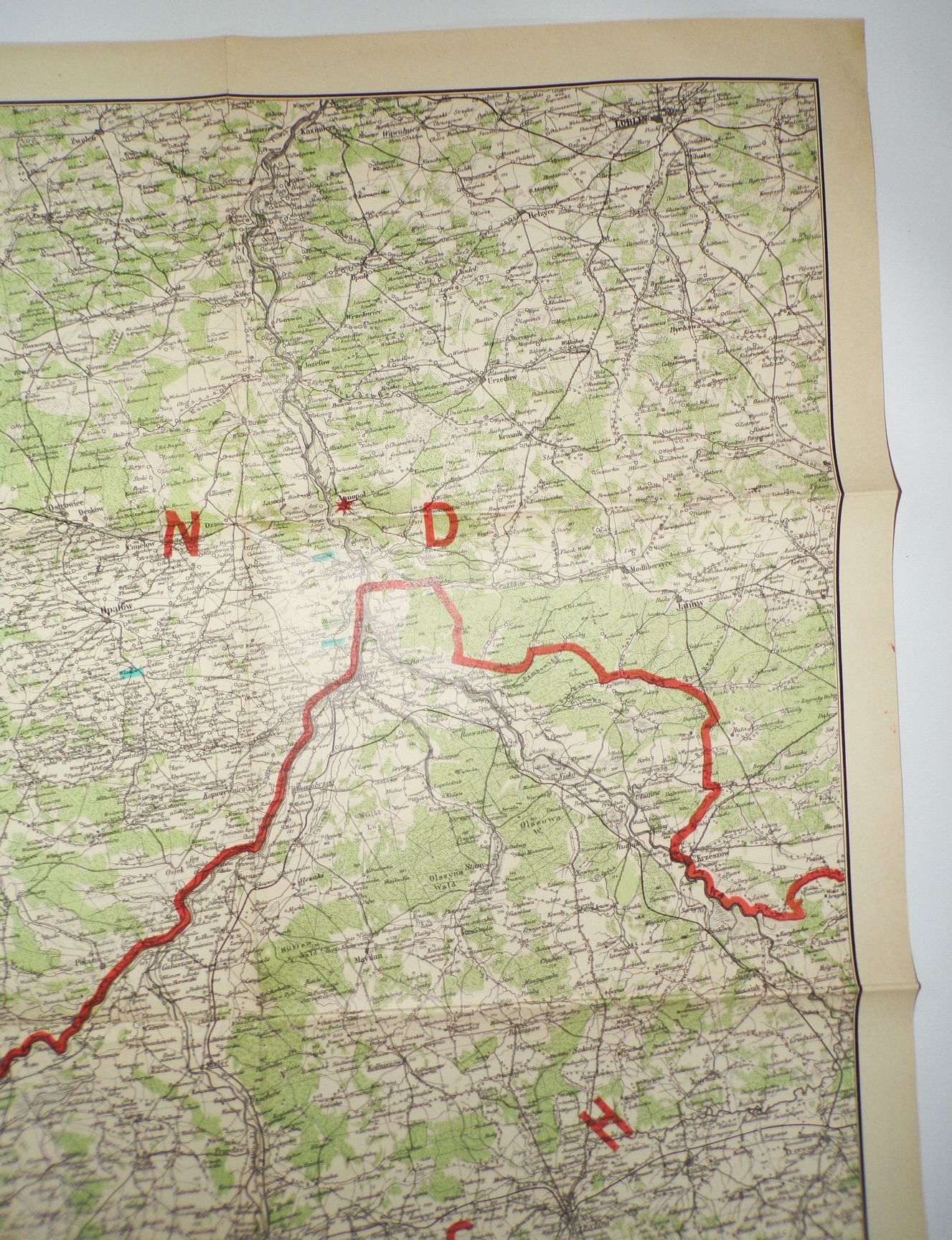 Ravenstein Kriegskarte Polen südliche Hälfte 1 Weltkrieg 