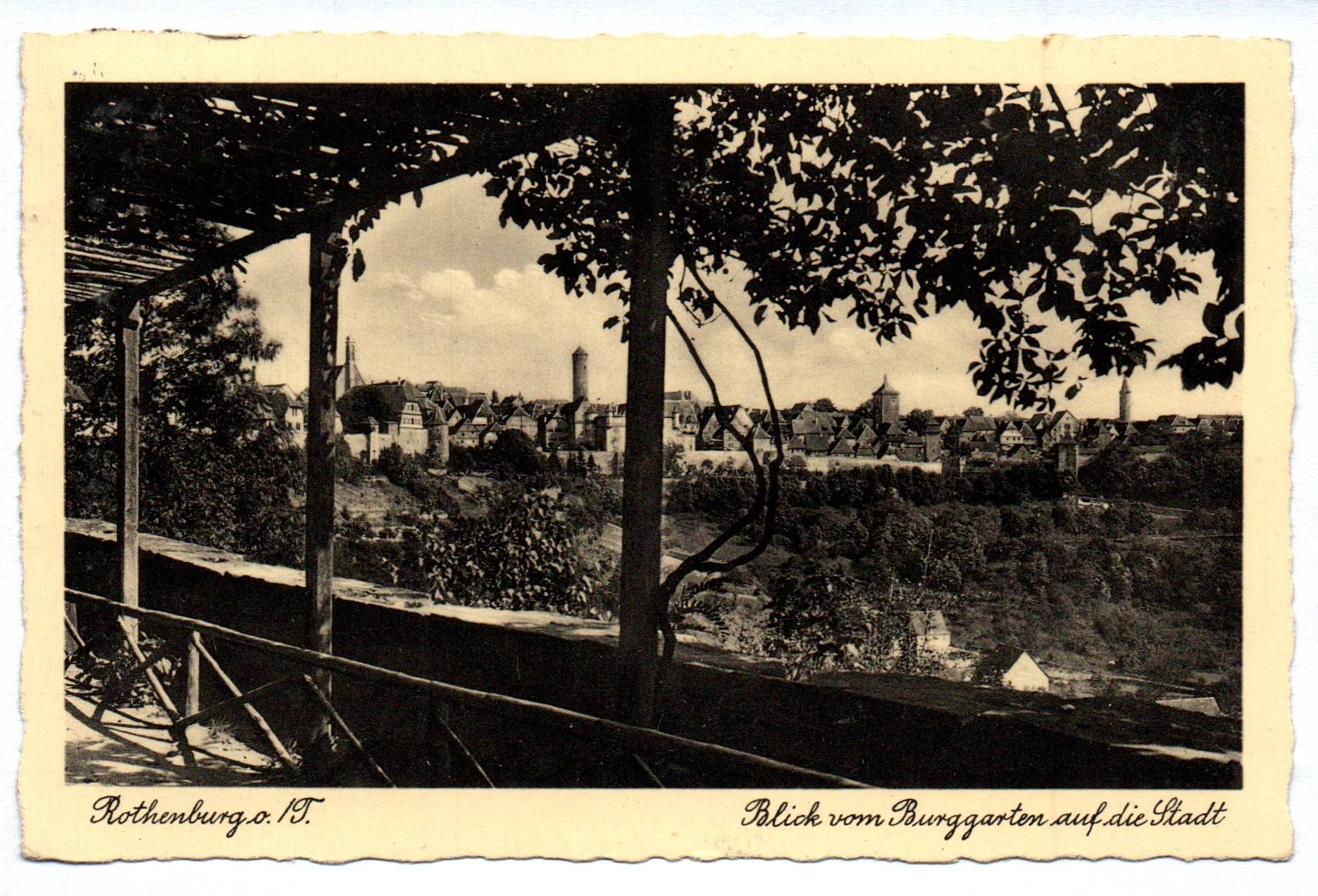 Ak Rothenburg ob der Tauber Blick vom Burggarten auf die Stadt 1934 