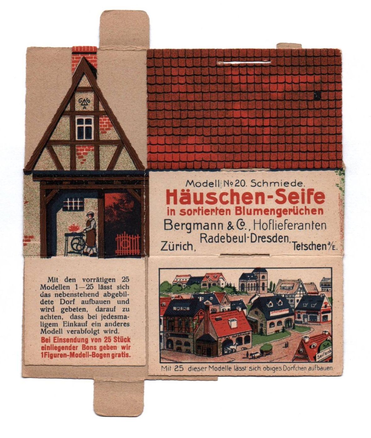 Reklame Papierhaus Seife Steckenpferd Radebeul Dresden Faltmodell 1910er
