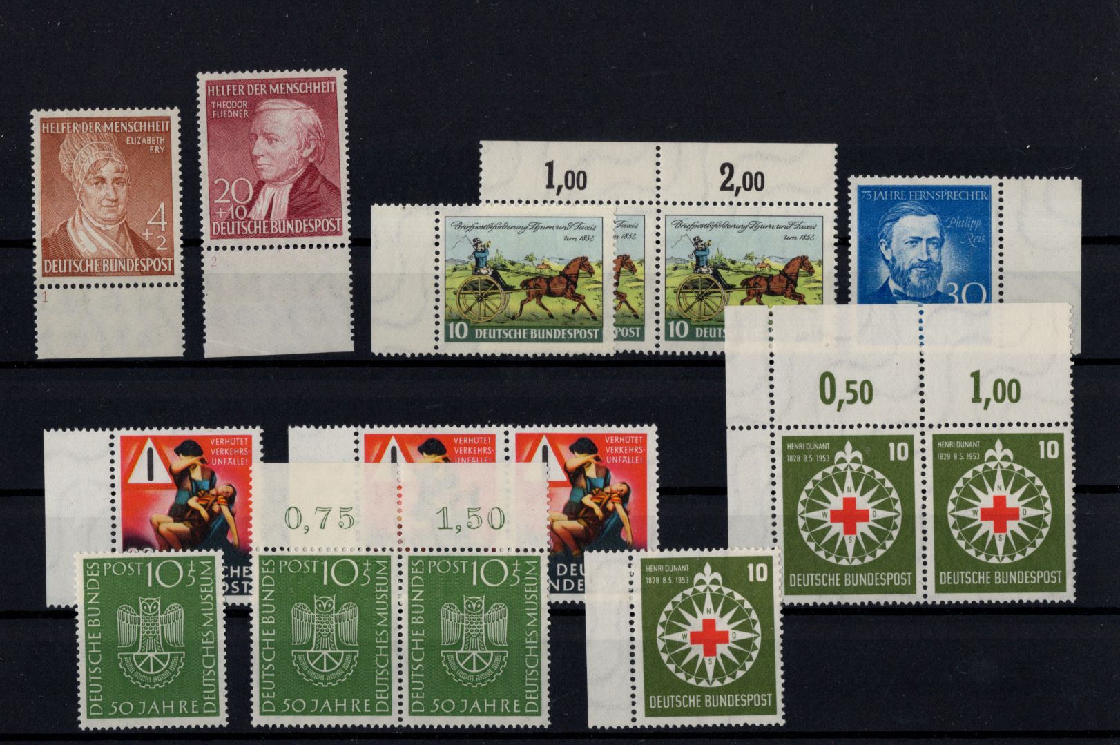Bund BRD Jahrgang 1952 bis 1953 Michel Nr 156 158 160 bis 164 postfrisch