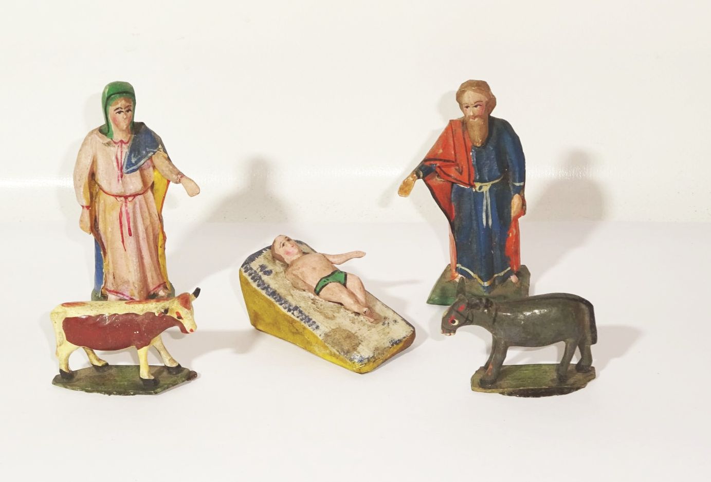 Grulich Krippenfigur Maria Josef Jesuskind Esel Kuh Weihnachten 