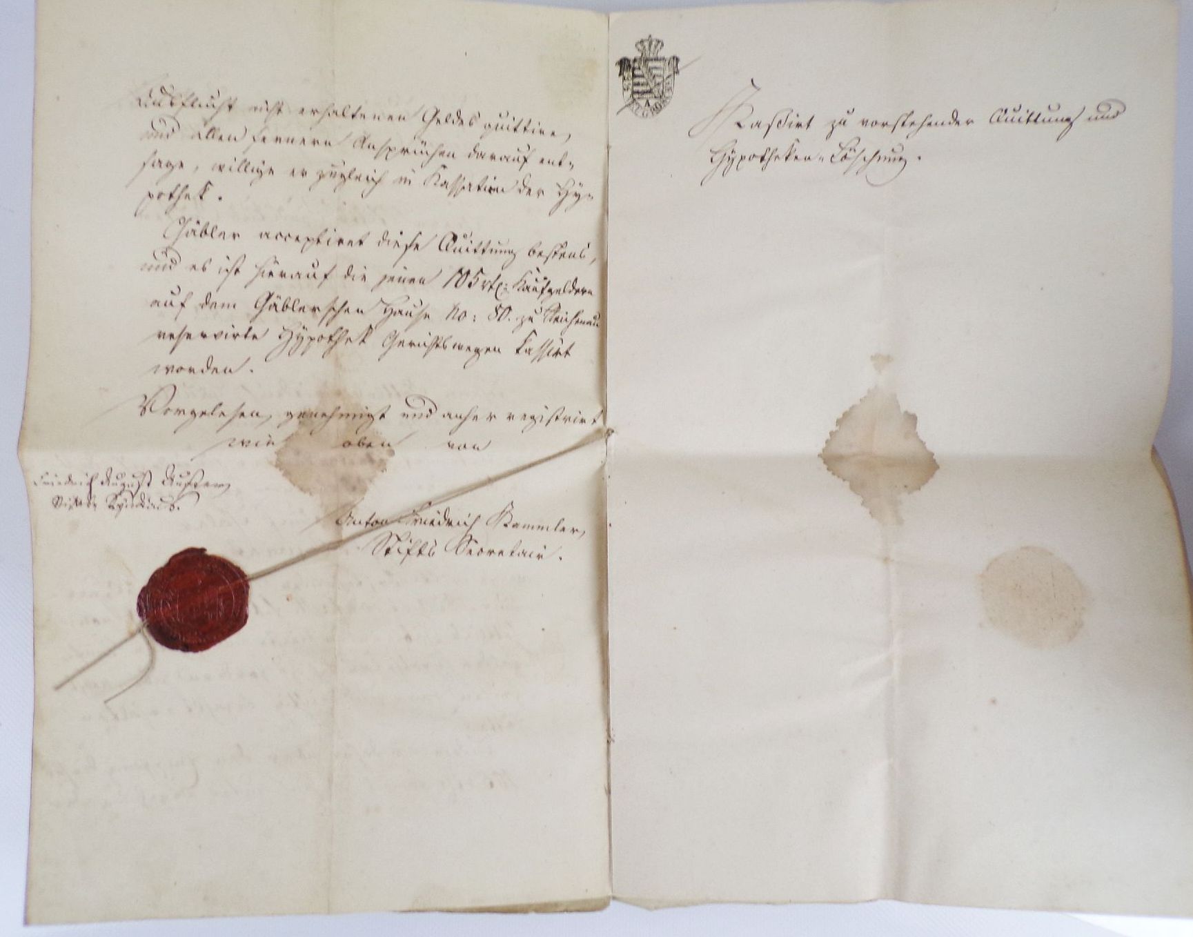 Schriftstücke St Marienthal 1839 Büttenpapier Wachssiegel Schriftstücke St Marienthal 1839 Büttenpapier Wachssiegel