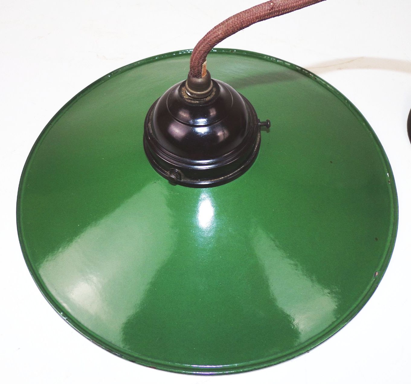 Art Deco Pendelleuchte Emaille Lampe Grün Weiß E27 Emaillampe