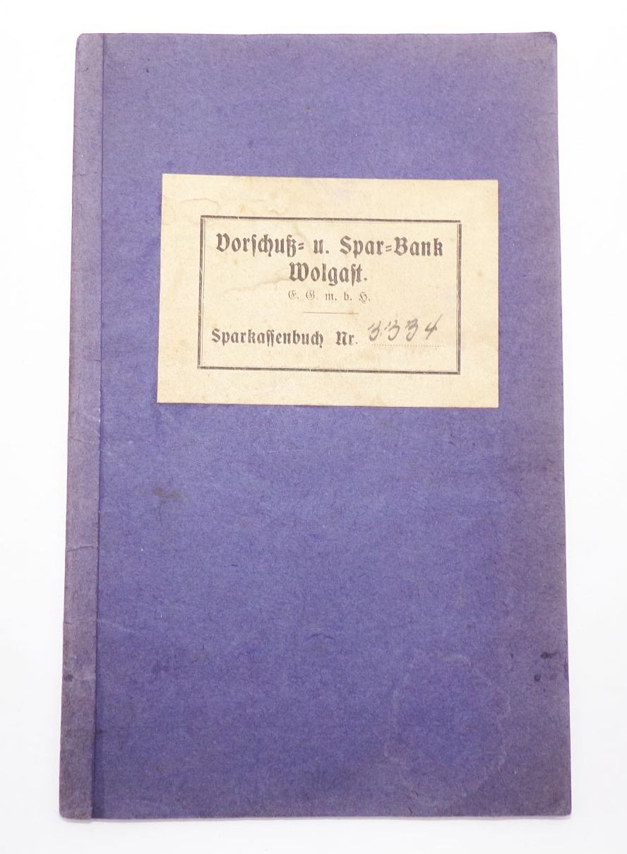 Vorschuß und Sparbank Wolgast Sparbuch 1922 bis 1925