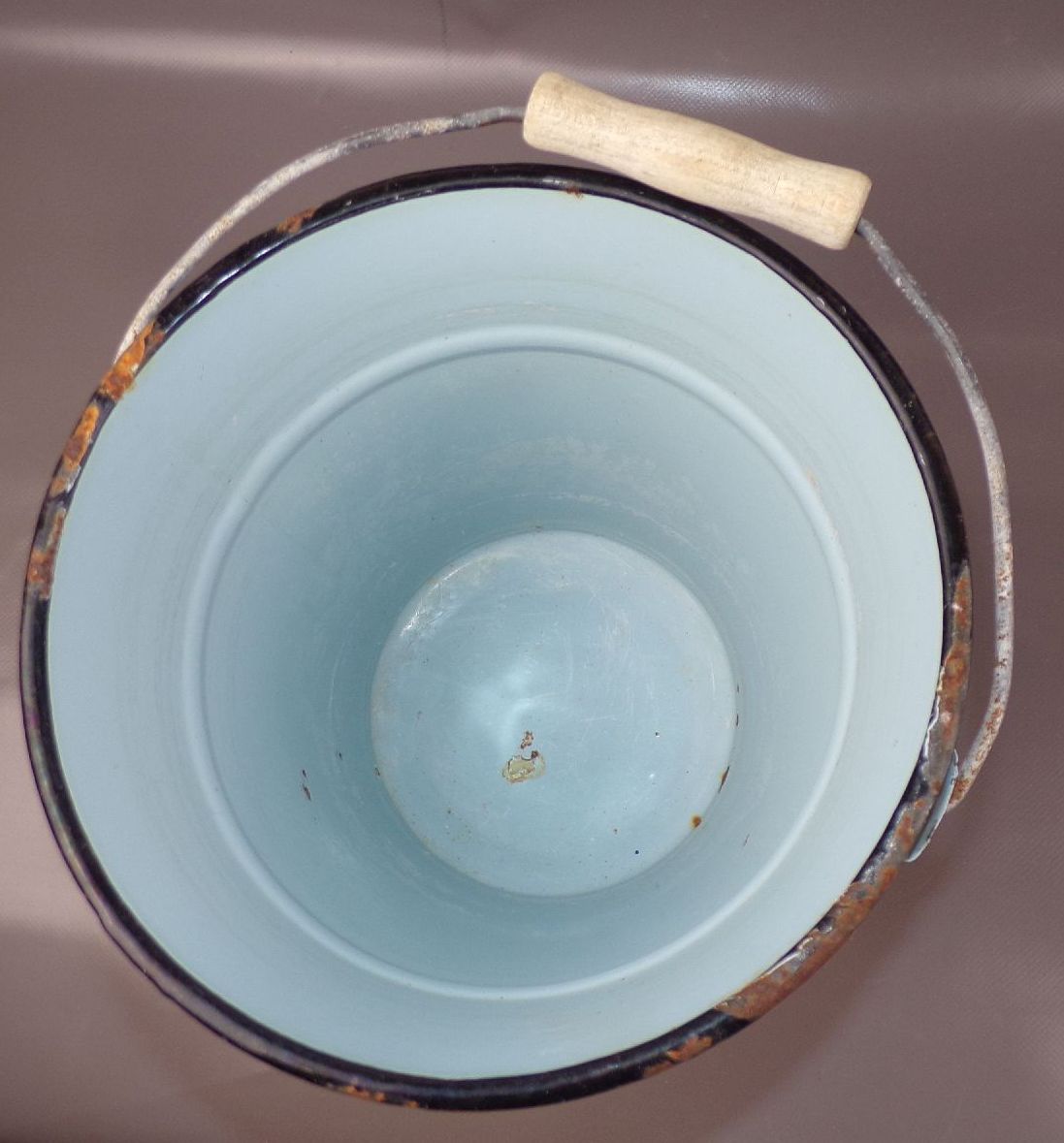 Alter Eimer 5 Liter Pflanzkübel Garten Deko Blau Emaille Email 