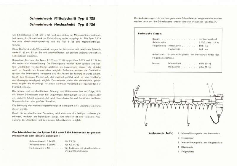 DDR Faltblatt Fortschritt Schneidwerke Neustadt Sachsen Landtechnik 1963