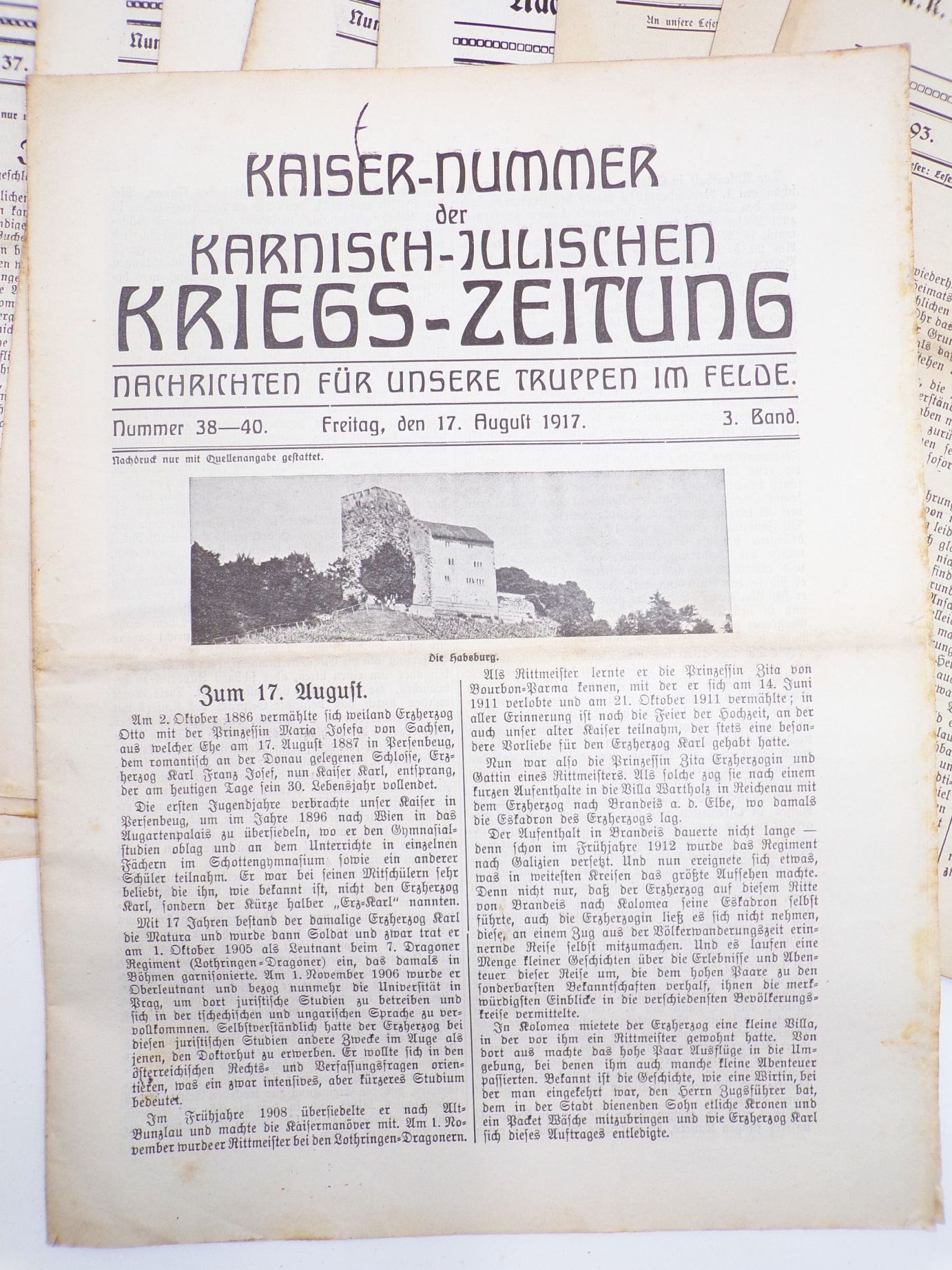 Kriegszeitung der kuk 10 Armee 1918 Konvolut 1 Weltkrieg Zeitung