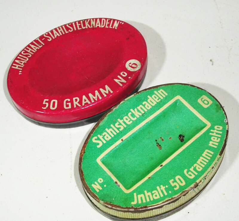 Konvolut Blechdose Stecknadeln Vintage Deko Sammler Reklame