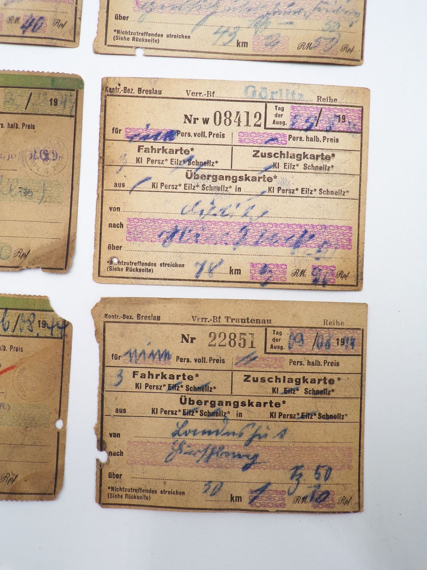 Konvolut Eisenbahn Fahrscheine Schlesien Konvolut Eisenbahn Fahrscheine Schlesien