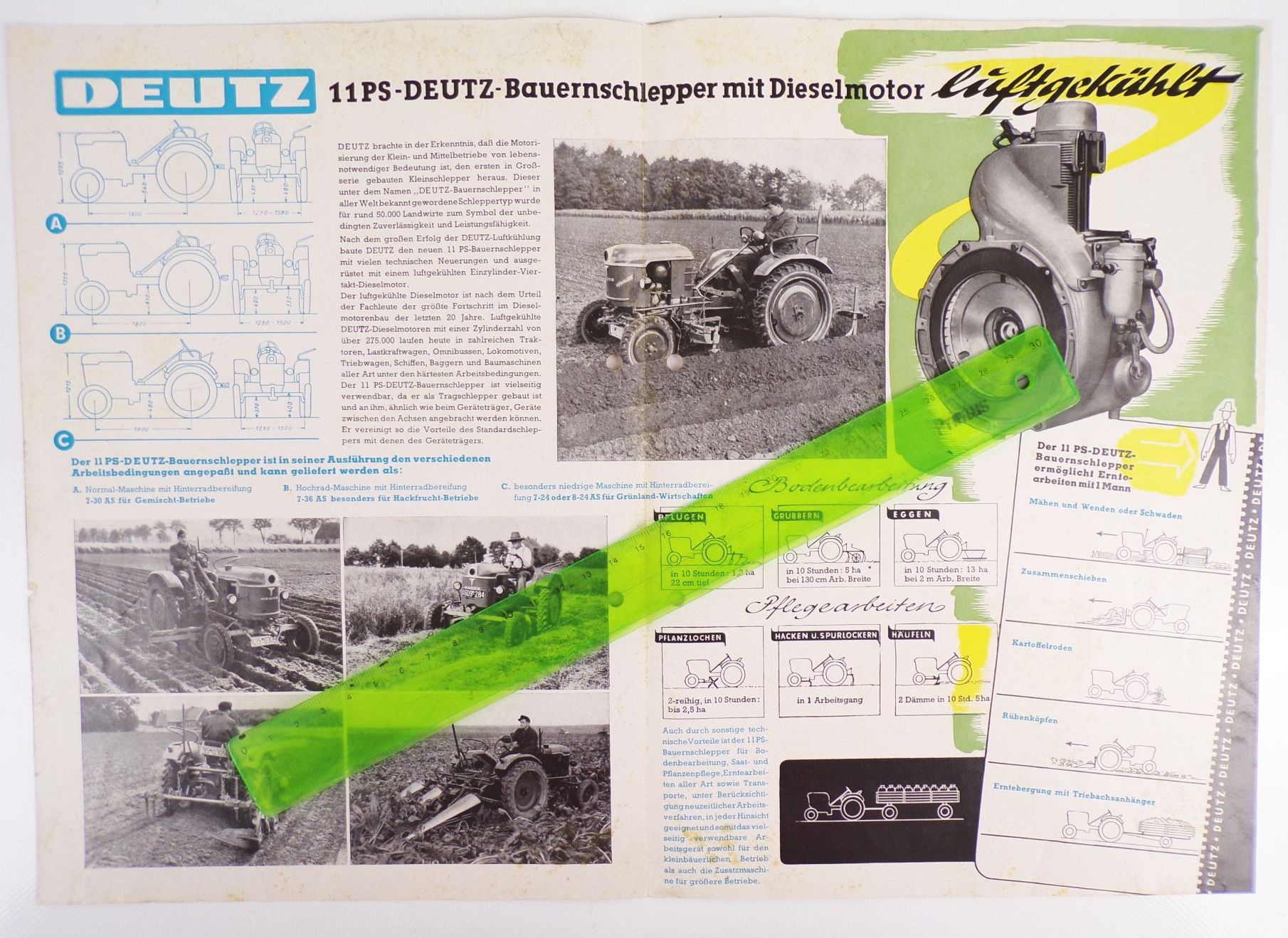Altes Prospekt Deutz 11 PS Bauernschlepper Traktor Trecker 1954 Altes Prospekt Deutz 11 PS Bauernschlepper Traktor Trecker 1954